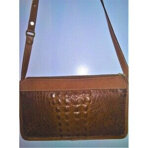 Brahmin Crossbody Gorpcore Bag 70s 80s FairyGrunge Croc Embossed Brown Leather